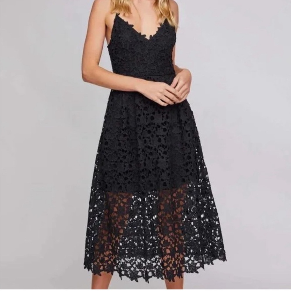 Astr Black Lace Midi Dress